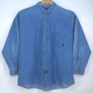 Dickies Long Sleeve Button Up Shirt Mens XXL Denim Workwear Outdoor Dad GL300SNB
